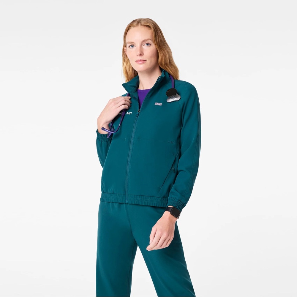 Figs Teal Medical Jacket-EUC
